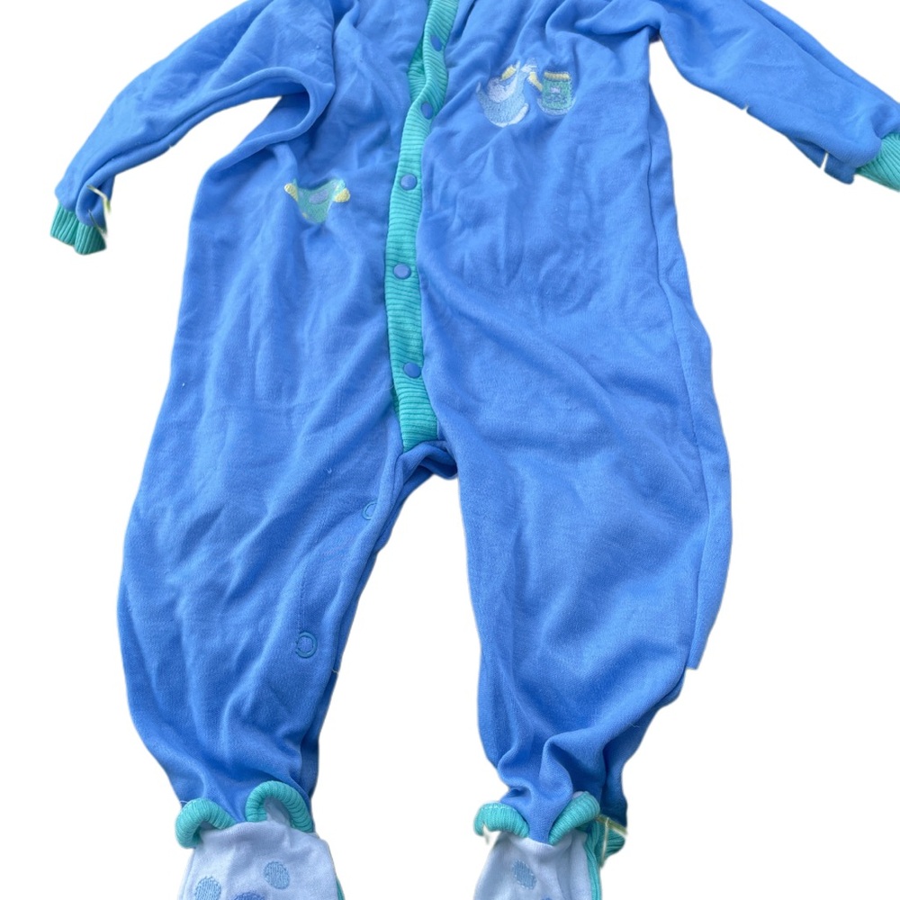 Vintage Carter's Blue and Green Kids Footie Pajamas